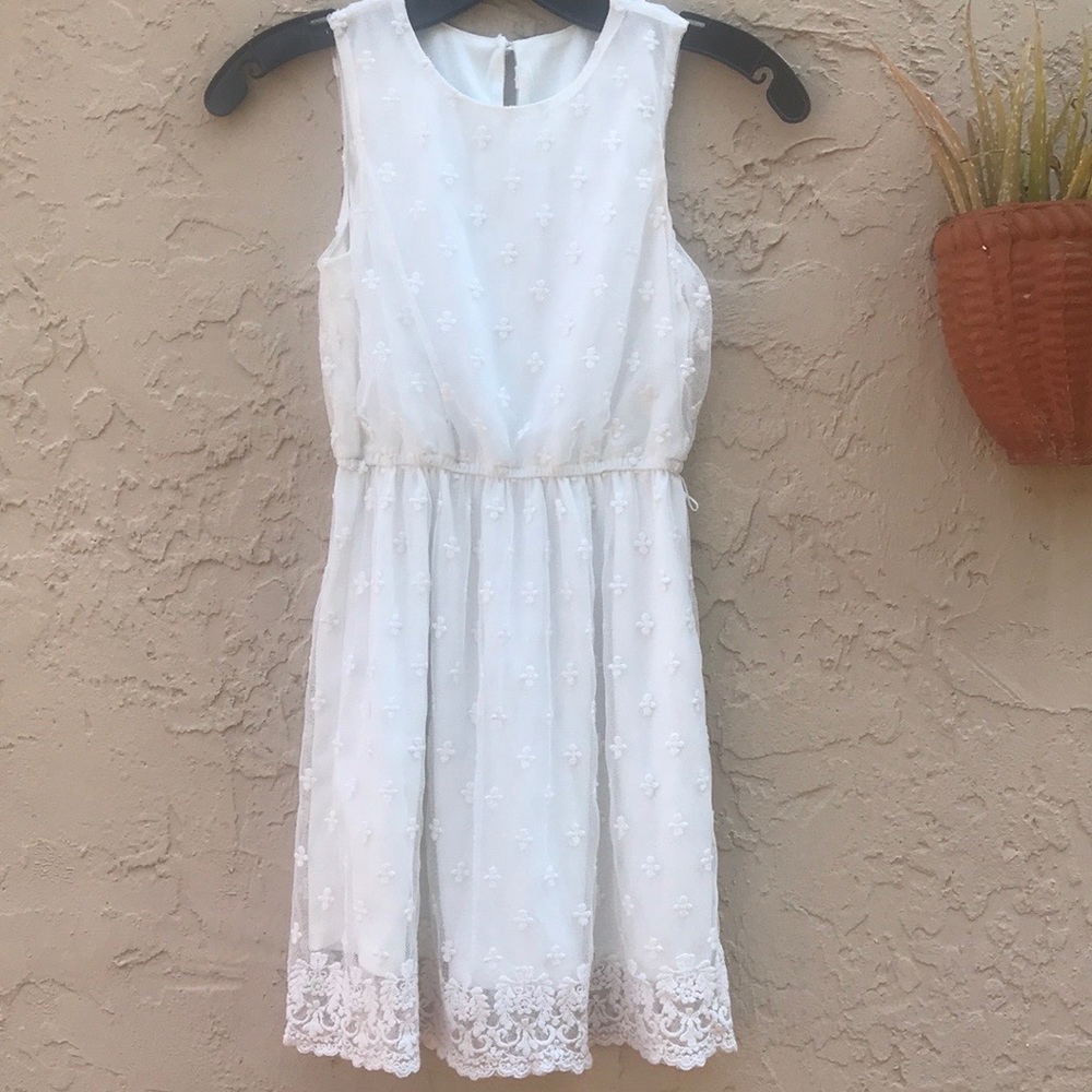 Delicate Girl’s Embroidered Creme Dress